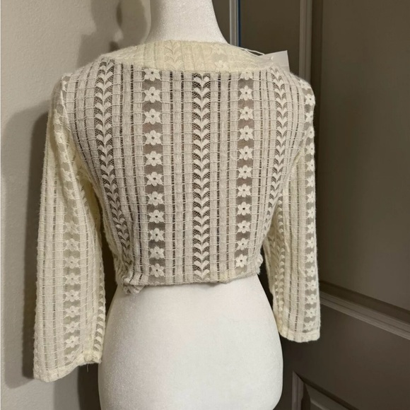 Emory Park Women's size small knit pointelle Cropped corset like cardigan - Picture 4 of 6